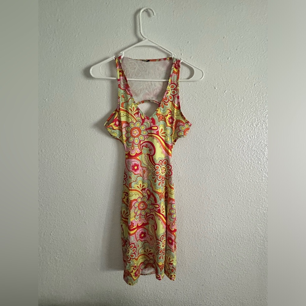 XS 60s/70s/80s Stretchy Hippie Floral Dress